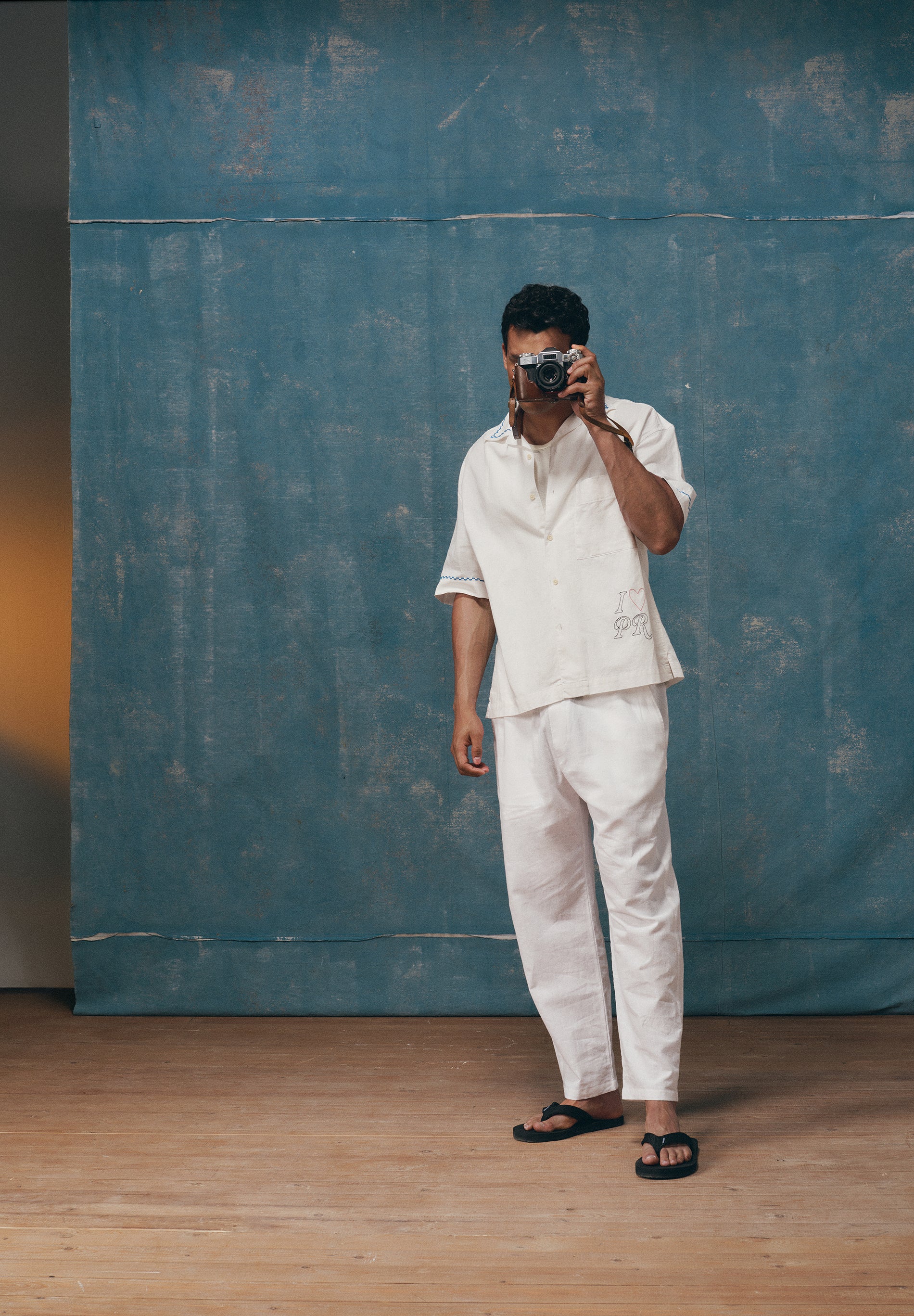 COTTON AND LINEN SHIRT WITH EMBROIDERY
