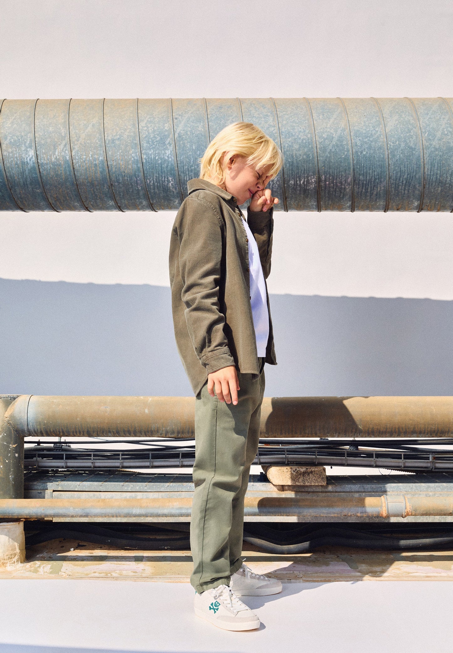 CORDUROY SHIRT WITH EMBROIDERED SKULL