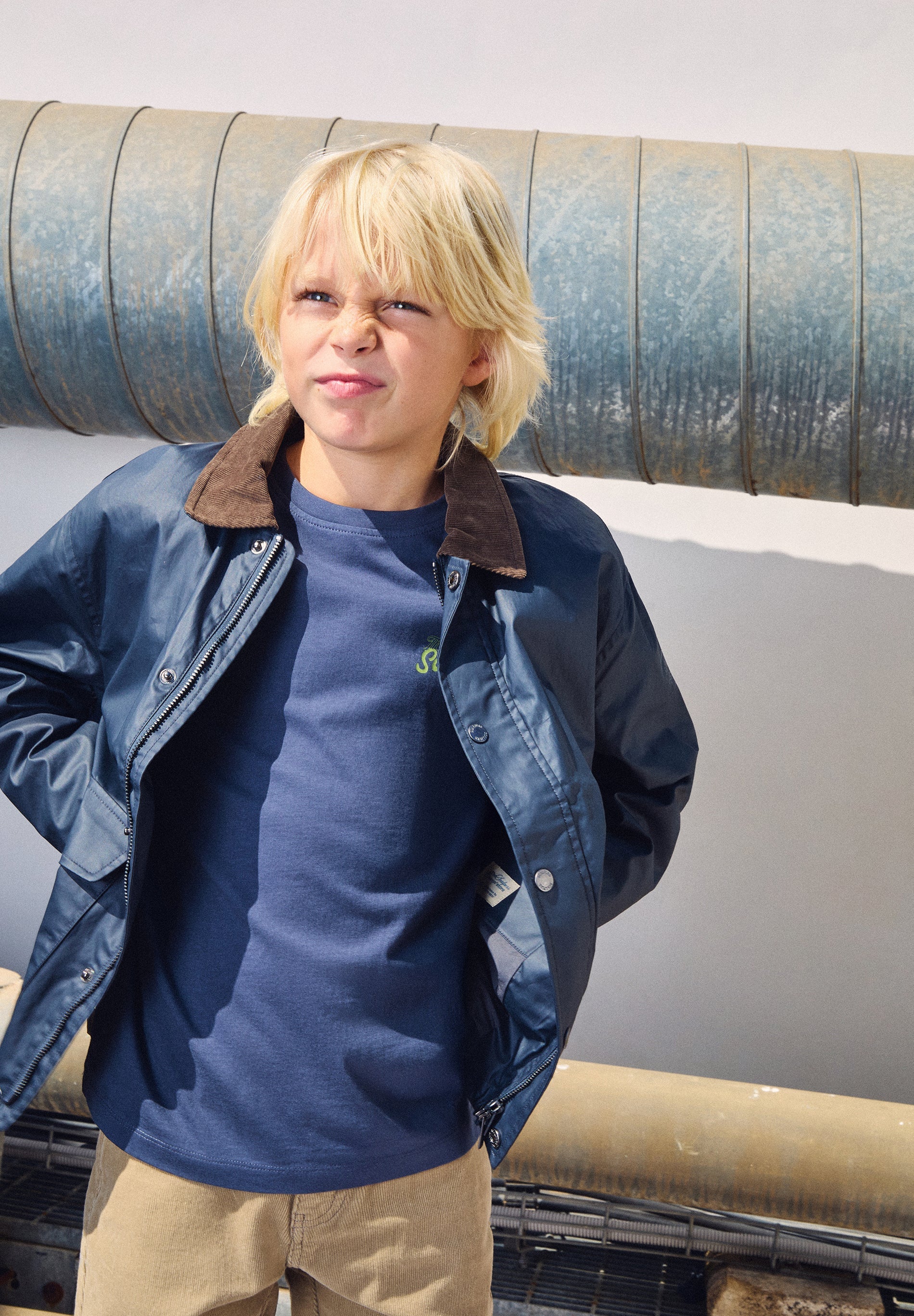 JACKET WITH CONTRAST CORDUROY COLLAR