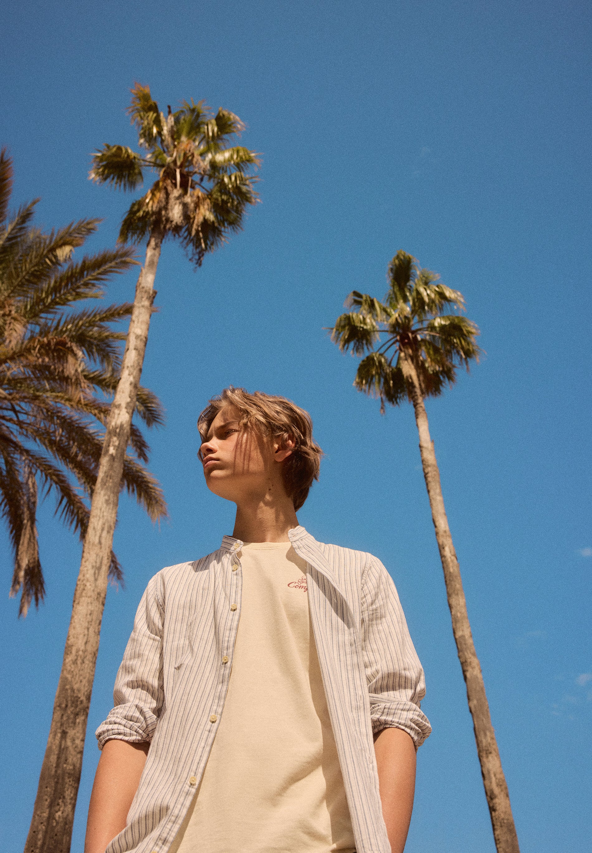 STRIPE SHIRT WITH STAND-UP COLLAR