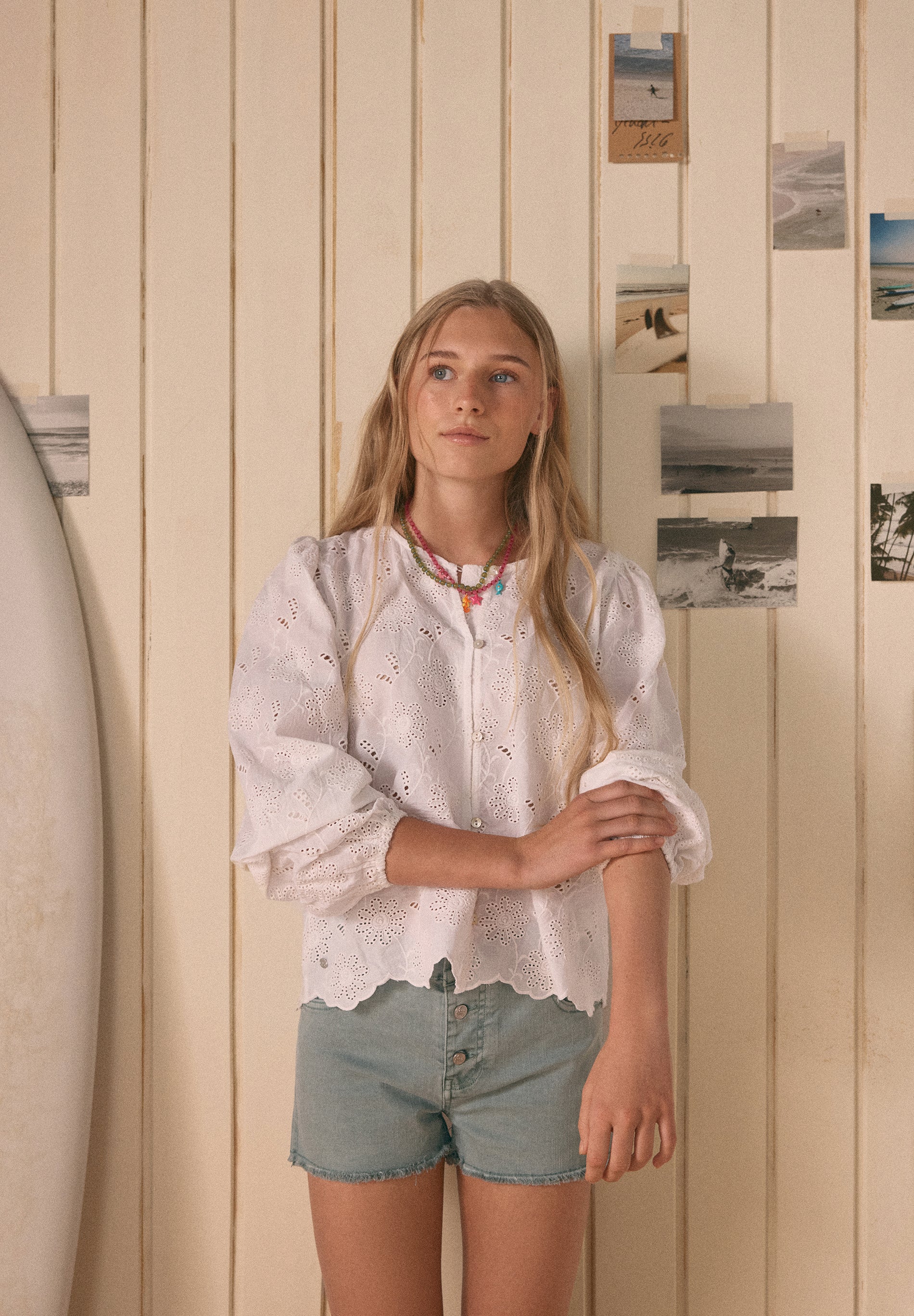 PERFORATED BLOUSE WITH BUTTONS