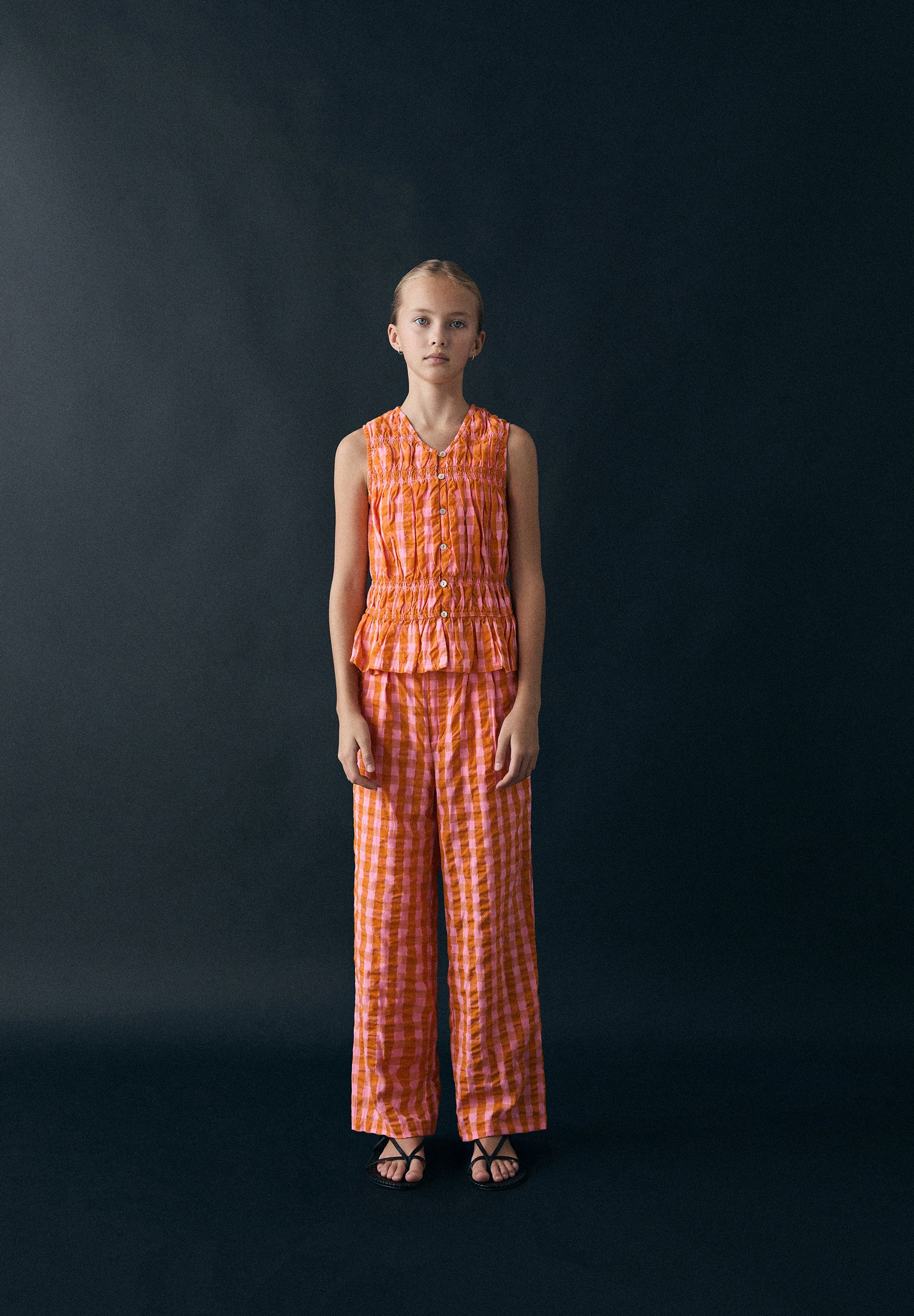 GINGHAM TROUSERS WITH DARTS