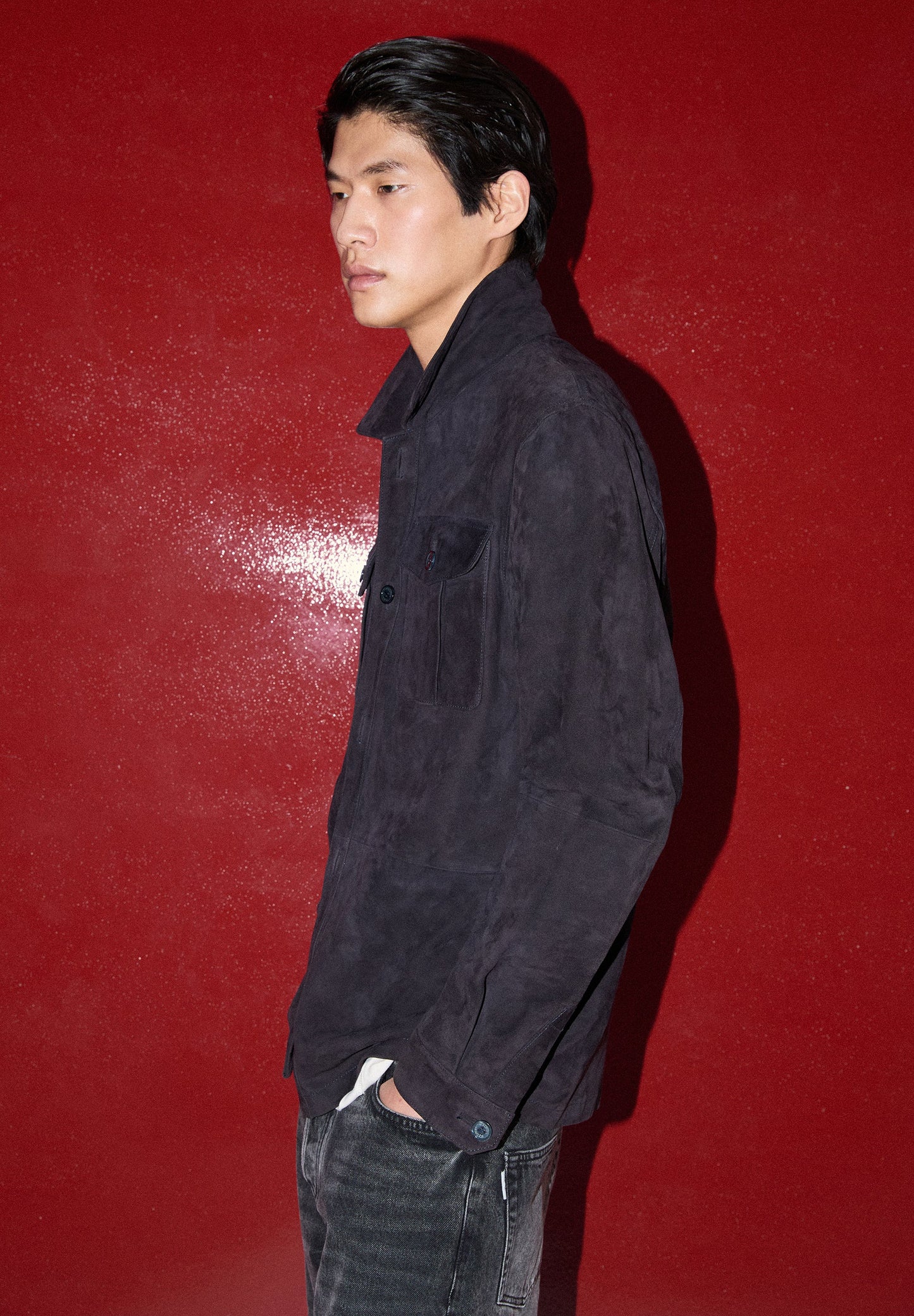 SUEDE OVERSHIRT WITH POCKETS