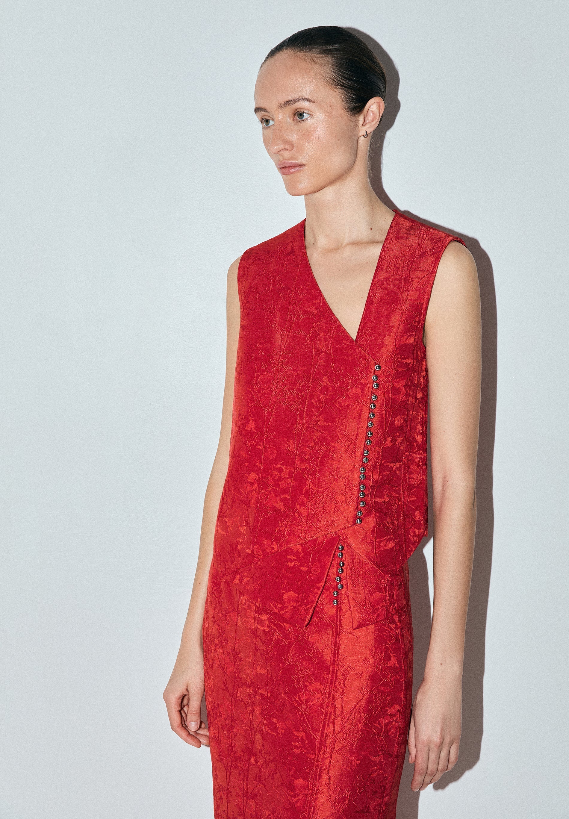 ASYMMETRIC BROCADE WAISTCOAT