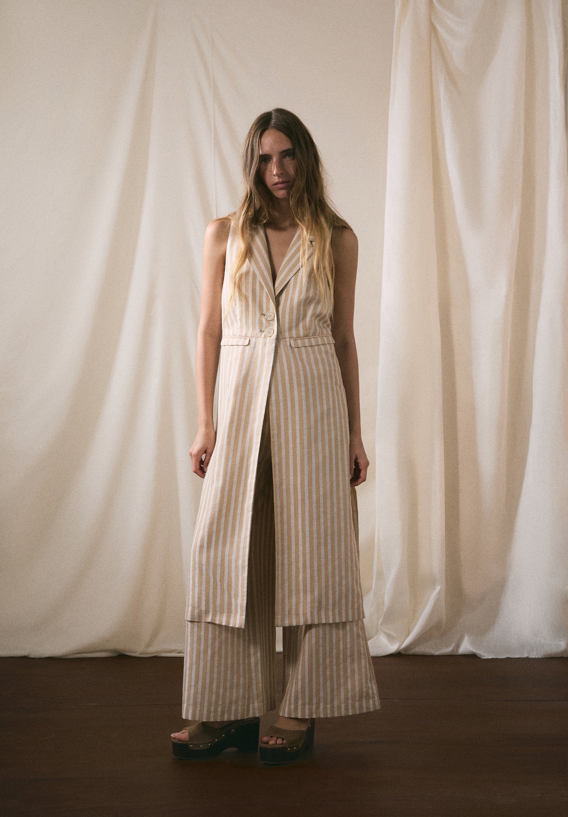 STRIPED LINEN TROUSERS